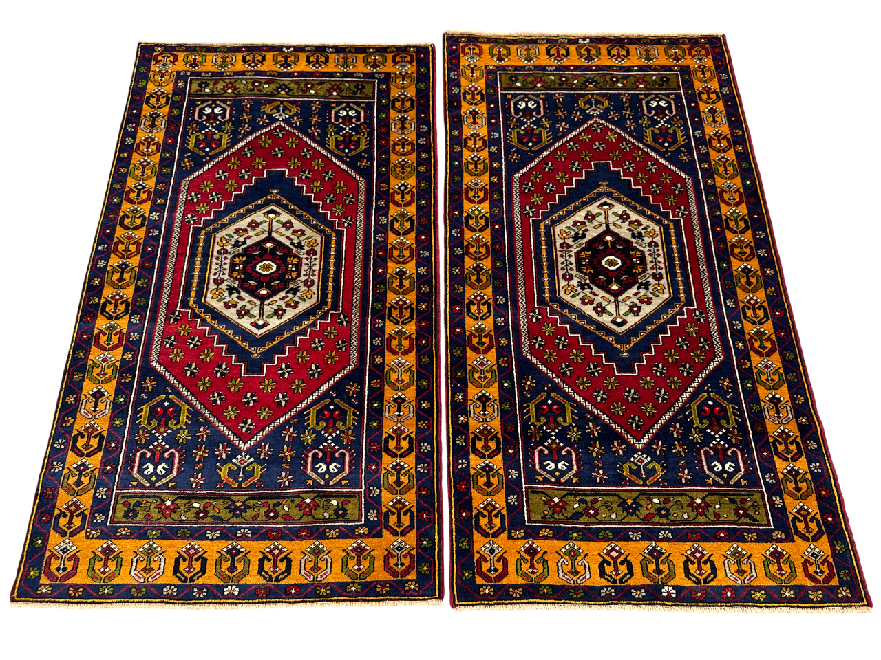 El Dokuma Çift Yahyalı Halısı 105x185 Sıfır Kök Boya %100 Yün