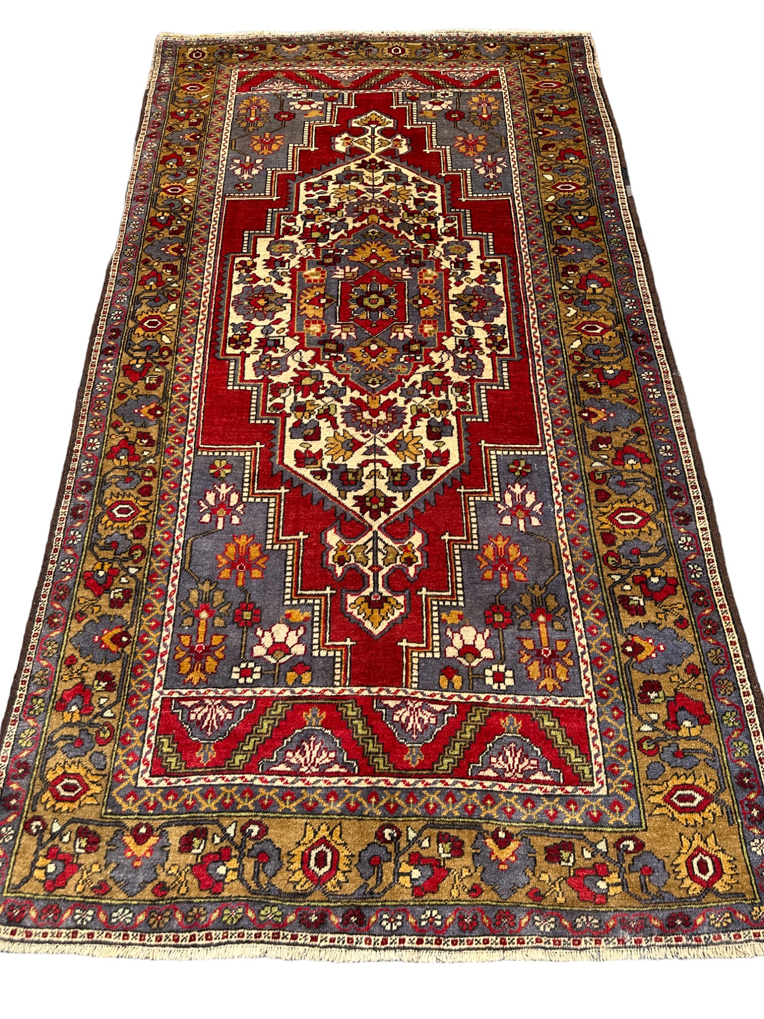 El Dokuma Antika Taşpınar Halısı Kök Boya 7 M2 Yün Halı