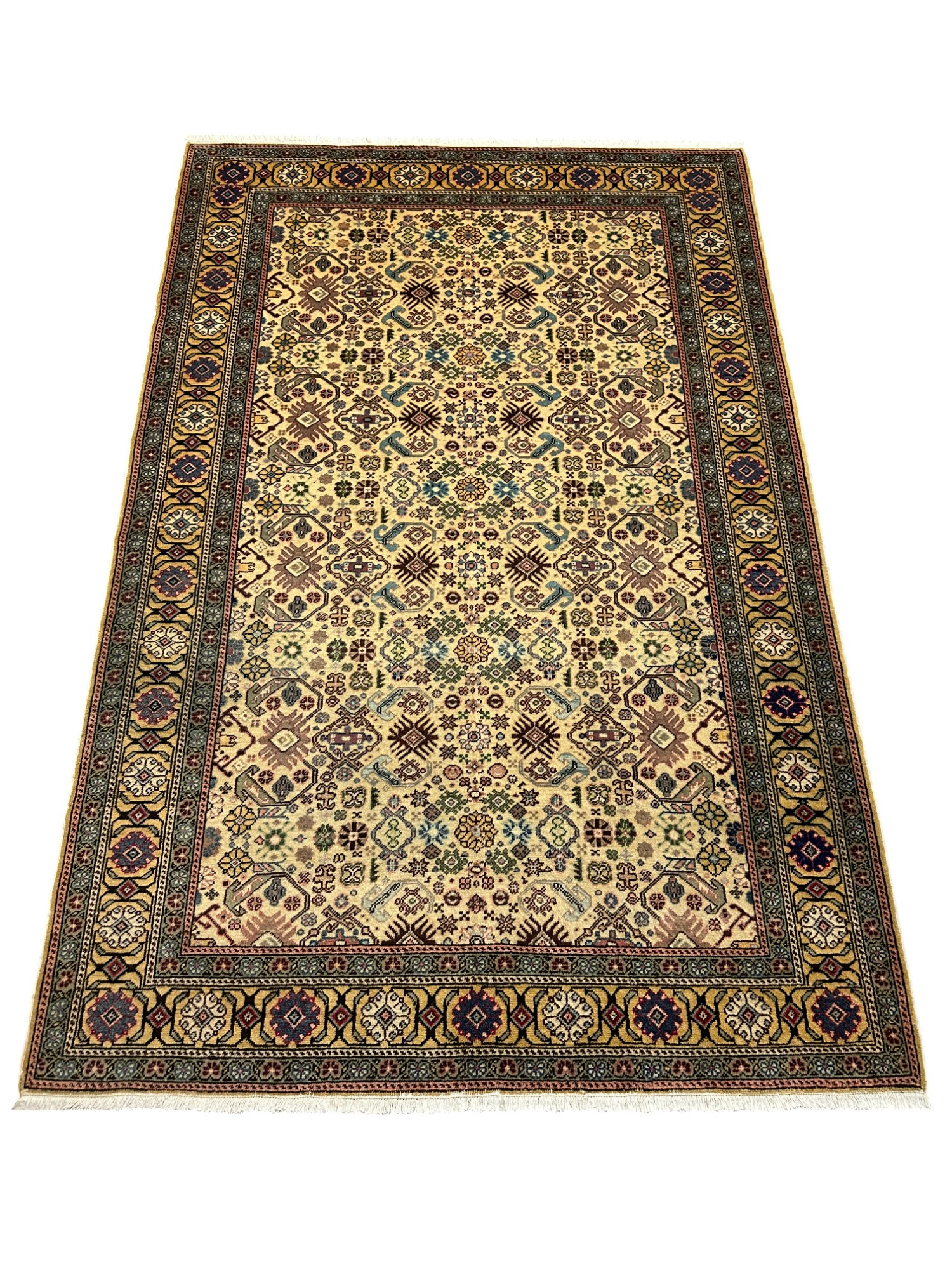 El Dokuma İnce Bünyan Halısı 148x225 Krem %100 Yün Halı