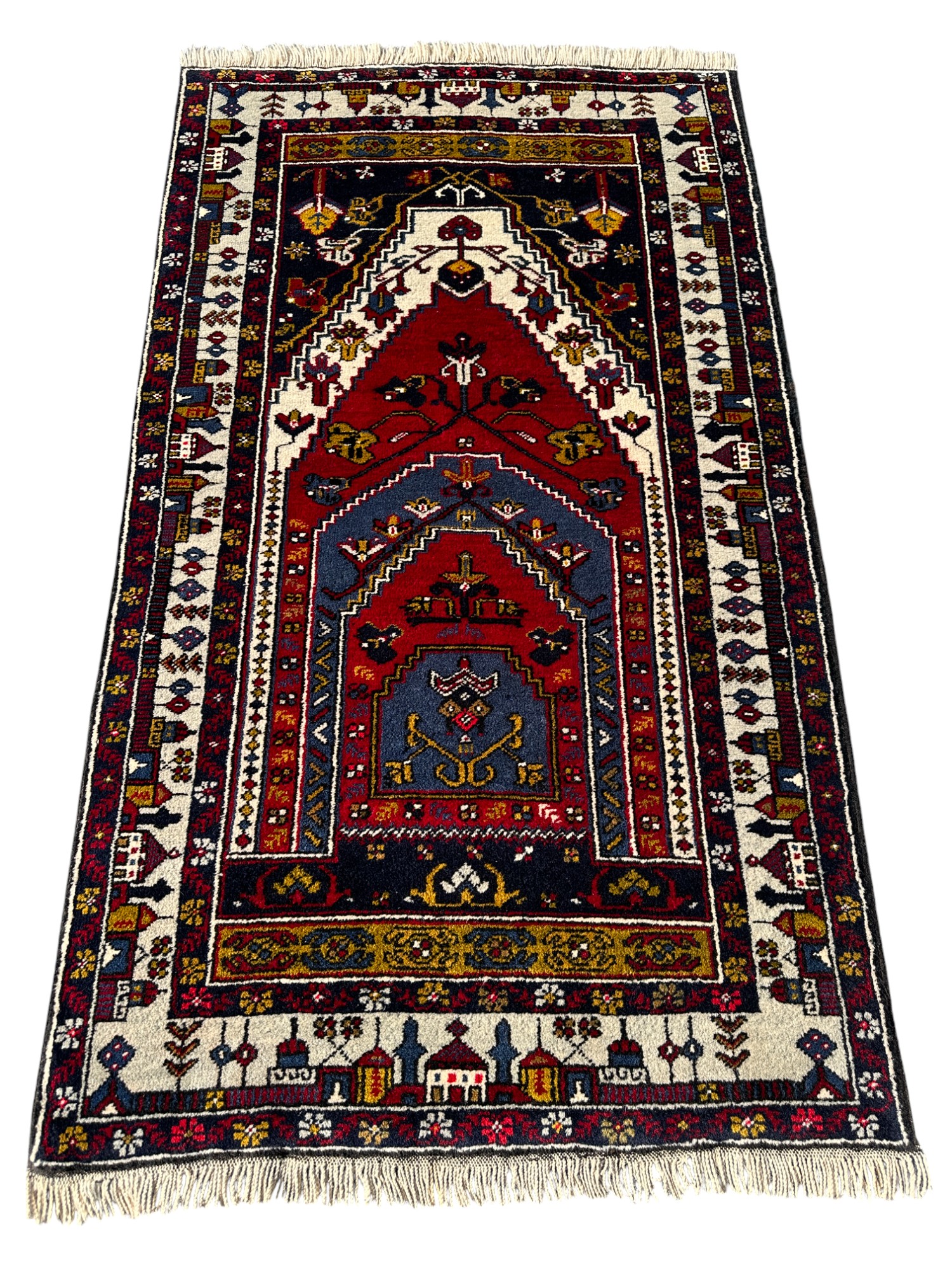 El Dokuma Sıfır Yahyalı Seccade 94x160 Kırmızı Kök Boya Namazlık