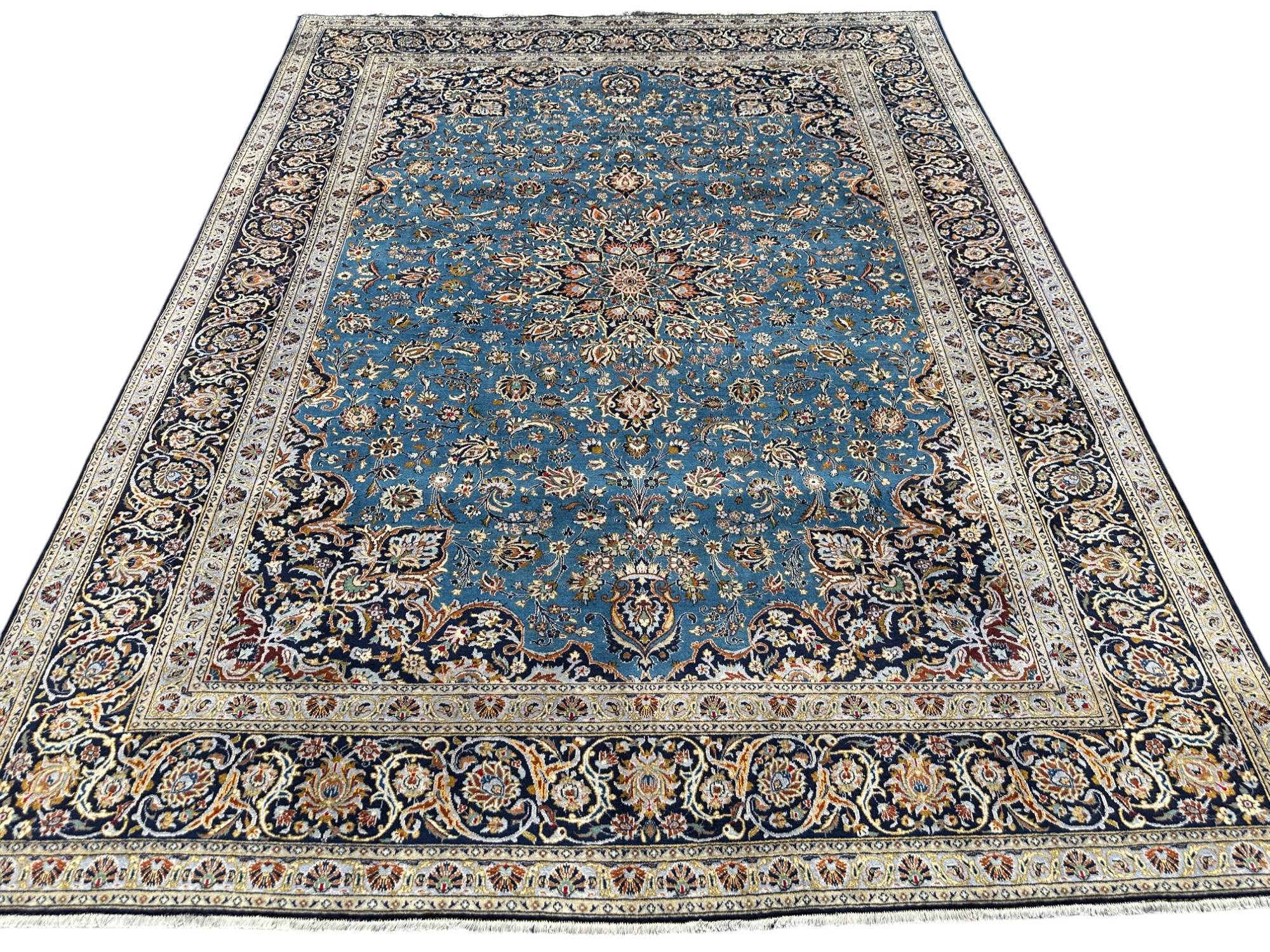 El Dokuma İran Nain Halısı 305x410 Turkuaz 12,5 M2 Salon Halısı